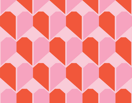 Geometric heart seamless pattern background. Vector illustration for holiday design. Abstract romantic photo frame. Stylish decorative bright label set. Fashion valentine day ornament.