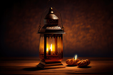Fototapeta premium Metallic bowl with sweet lukum; dried fruits and nuts on black wooden desk for ramadan. Generative Ai