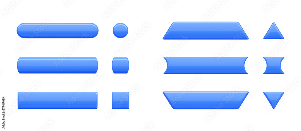 Poster rectangular long button with rounded and sharp borders 3d render illustration.