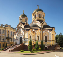 Fototapeta na wymiar Church of Cyril and Methodius on campus of university in Saratov. Russia