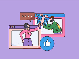 Business People Flat Vector Concept Operation Hand Drawn Illustration
