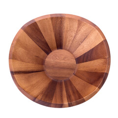 Close up of wood empty wooden bowl isolated on a transparent background