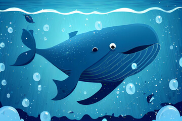 Obraz premium Portrait of a cute little whale. AI generated