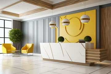 modern luxury hotel and office reception and lounge, generative ai