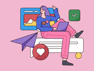 Business People Flat Vector Concept Operation Hand Drawn Illustration
