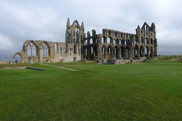 The ruins of Whitby Abbey, high on the clifftop above the town