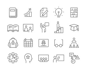 Education Icons - Vector Line. Editable Stroke.