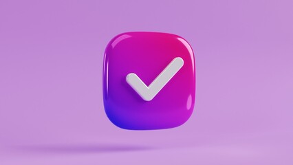 check icon 3d tick, gradient