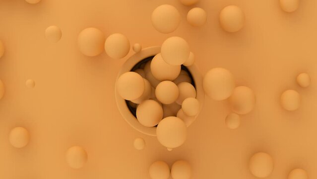 4K loop of yellow balls coming out of a tube. Satisfying Video.
