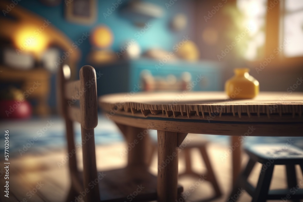 Aufkleber a table with a wooden chair and a small piece of cheese on top of it rendered in unreal 5 a tilt shi