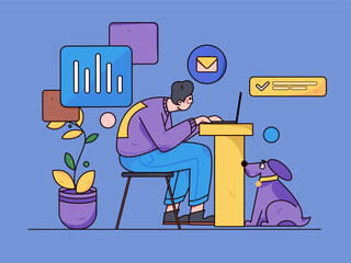 Business People Flat Vector Concept Operation Hand Drawn Illustration
