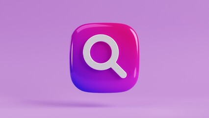 search icon 3d magnifying, gradient, front
