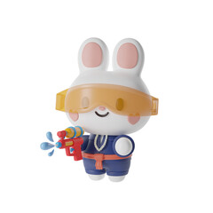 Obraz premium Rabbit boy in traditional thai dress 3D Illustration-2