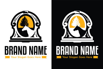 Horse silhouette western country farm ranch decoration illustration logo design