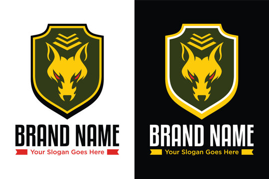 simple modern wolf army emblem badge illustration logo design