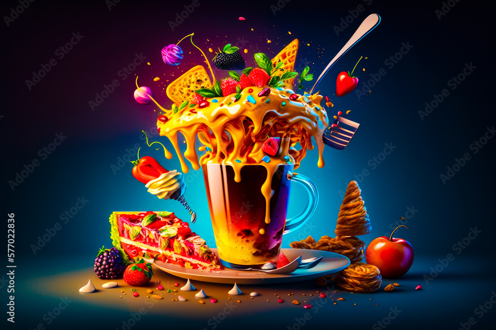 Poster cake with lot of toppings on top of it. generative ai.