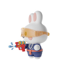 Rabbit boy in traditional thai dress 3D Illustration-5