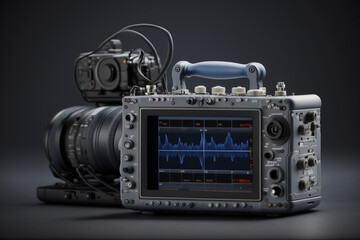 Fototapeta premium Heart monitor measuring vital signs, medical technology. Generative AI.