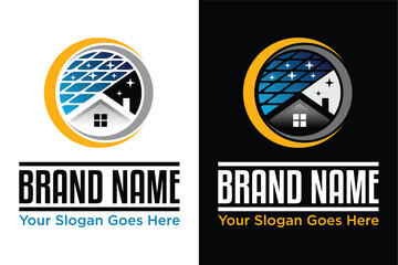 simple modern home solar illustration logo design 
