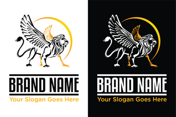 modern illustration of Winged Lion in vector design