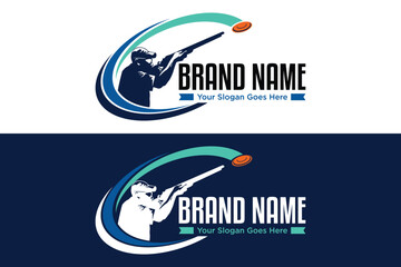 Modern vector sport clay shooting illustration logo design