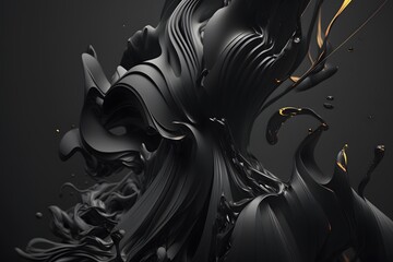 black liquid abstract created using AI Generative Technology