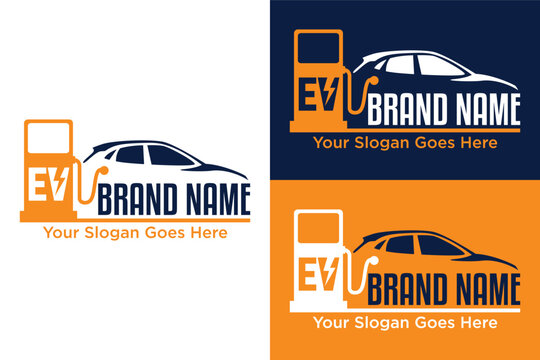 Charge Station for Ecology Hybrid Vehicle Glyph Pictogram Electric Car Recharge illustration logo design