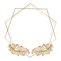 Vector boho style feathers polygonal frame on the white background © sablegear