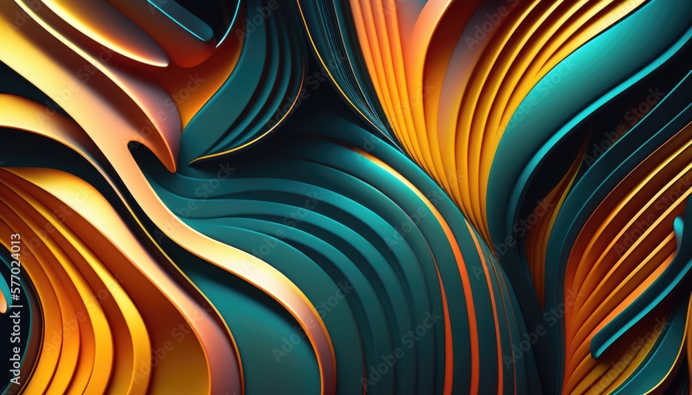 Aufkleber A very colorful abstract background with a wavy design on it's side and a black background colorful flat surreal design a 3d render geometric abstract art
