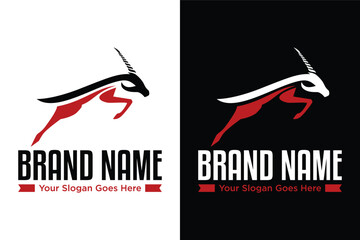 modern simple Stylized african antelope Gazelle with horns illustration logo design - obrazy, fototapety, plakaty