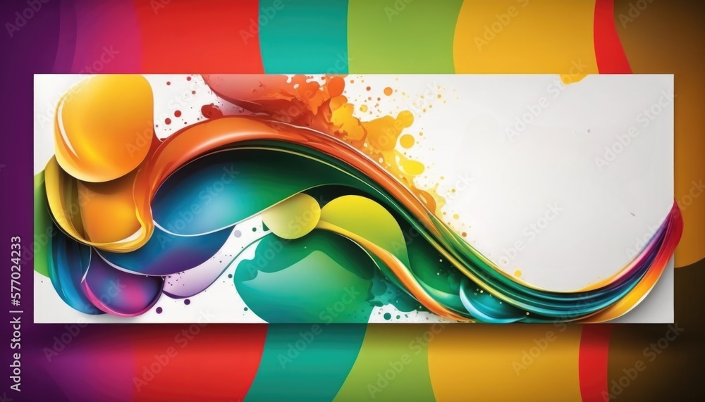 Poster a colorful abstract background with a rainbow wave and bubbles on it with a white background colorfu
