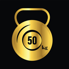 gold, barbell, icon, vector, illustration, design, logo, template, flat, trendy,collection