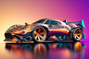 supercar, tuning cars in the style of hot wheels and rocket league, generative ai - obrazy, fototapety, plakaty