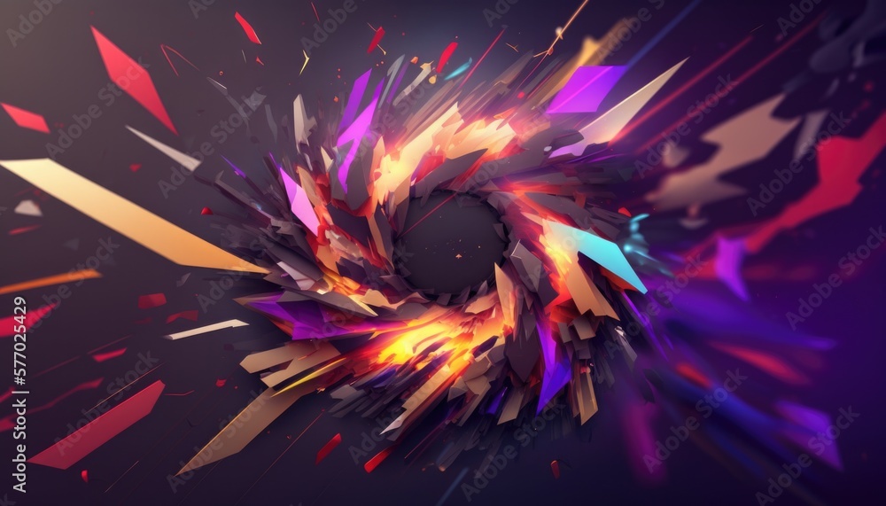 Poster a colorful abstract design with a black background and a black background with a black circle cinema