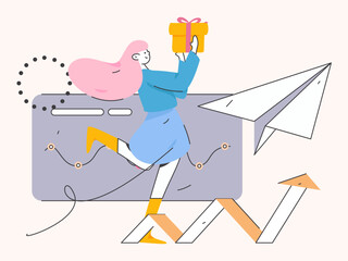 Business People Flat Vector Concept Operation Hand Drawn Illustration
