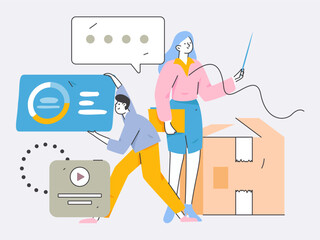 Business People Flat Vector Concept Operation Hand Drawn Illustration
