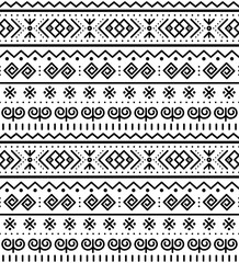 Slovak tribal folk art vector seamless geometric pattern inspired by traditional painted houses from village Cicmany in Zilina region, Slovakia
	