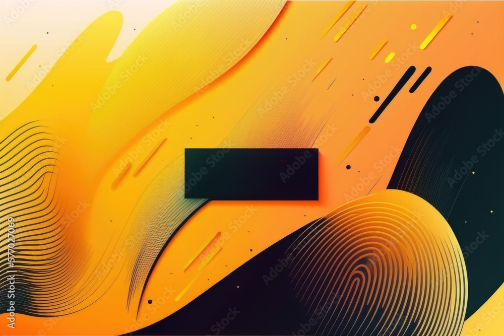 Poster a yellow and black abstract background with a black rectangle on top of it and a black rectangle on 