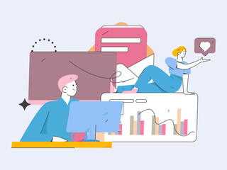 Business People Flat Vector Concept Operation Hand Drawn Illustration
