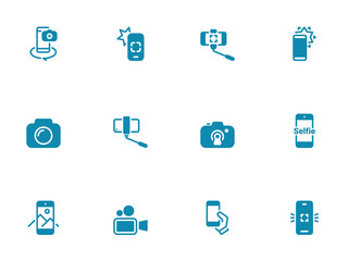 Simple vector icon on a theme selfies, photography and video shooting