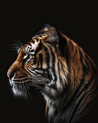 Naklejka premium Generated photorealistic profile portrait of a tiger 