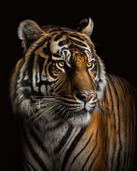 Generated photorealistic portrait of a wild tiger 