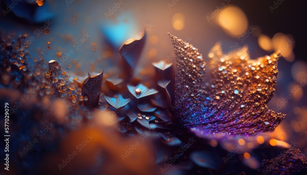 Poster a close up of a leaf with drops of water on it's surface and a blurry background macro art a 3d rend