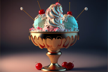 ice cream with cherry