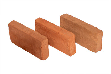 Red brick building construction materials. isolated on white background