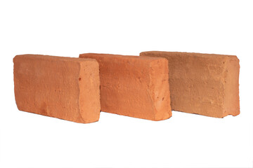 Red brick building construction materials. isolated on white background