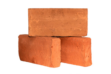Red brick building construction materials. isolated on white background