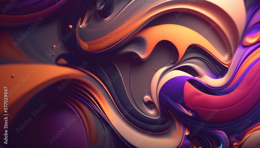 Poster a colorful abstract background with a wavy design in purple orange and pink colors with a black back