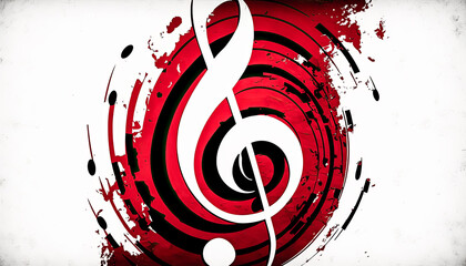 Fototapeta na wymiar A Bass clef on a bright red background stands out against a clear white backdrop - generative ai.