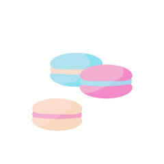 macaroons cartoon vector illustration for banner, card, poster, flyer for bakery. 